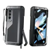 Compatible with Samsung Galaxy Z Fold 4 Case with Metal Bumper Premium Black
