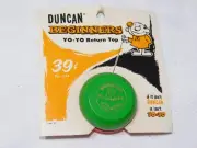 DUNCAN BEGINNER'S YO-YO 1950's 60'S WOODEN GREEN ORANGE ON ORIGINAL CARD NOS