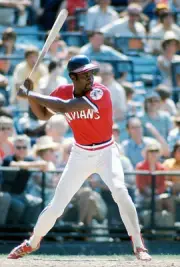 George Hendrick Cleveland Indians bats v the Baltimore Orioles at- 1974 Photo 1