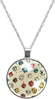 [Diusye] Necklaces for Women, Hand Drawn Casino Dices Print Stainless Steel Pendant Necklace Jewelry Birthday Anniversary Wife Girls Friends Gift