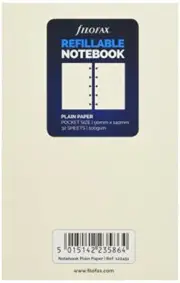 Filofax Pocket Plain Notes for Refillable Notebook - White
