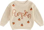 [PanLidapan] Infant Halloween Pumpkin Jumper Fall Unisex Baby Warm Sweater Letter Pumpkin Embroidery Long Sleeve Tracksuit Boy Girl Pullover Knitwear