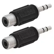 2x 3.5mm 1/8" Stereo Male to RCA Female Audio Adapter Converter Connector Nickel