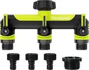 Hose Splitter 3 Way, Tap Connector, Garden Hose Connector, High Flow Washing Machine Hose Connector, 3 Way Kitchen tap Hose Connector, Connect Multiple Irrigation timers,3/4" with 1/2" Adapter,Green