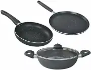 Prestige Omega Deluxe Cookware Set Roti Tawa Fry Pan Lid Wok Kadai Karahi Kadhai