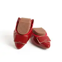 在飛比找momo購物網優惠-【viina】珍妮絲 1 · 全真皮漆亮面尖頭摺疊平底娃娃鞋