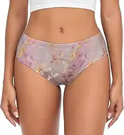 [SAAKE] Red Marble Texture Print Women's Briefs XS S M L XL XXL 3XL 4XL Plus Size Briefs Bikini Ladies Underpants, Black, Medium