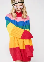 [Lazy Oaf] Rainbow Roll Neck Jumper