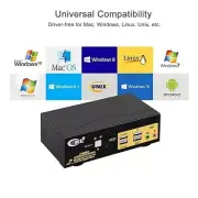 CKL 2 Port KVM Switch Dual Monitor DisplayPort 4K 60Hz, 2 Computers x 2 Monitors