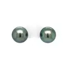 Tahitian Black South Sea Cultured Pearl 9.8 mm Studs Post Earring Set in 14 kt Y