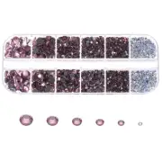 2620 Pcs Hotfix Rhinestone Crystal Glass Gem(SS6-SS30,Light Purple,Bright White)