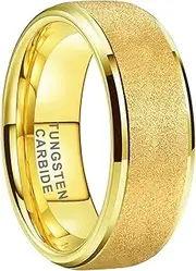 [TUTISS] 6mm 8mm Black/White/Gold/Rose Gold Tungsten Rings for Men Women Promise Engagement Wedding Bands Sandblasted Finish Stepped Beveled Comfort Fit
