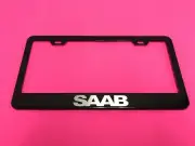 SAAB - BLACK Powder Coated Metal License Plate Frame Tag Holder w/Screw caps