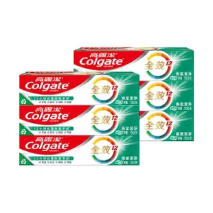 【Colgate 高露潔】全效牙膏150gX8入(含氟牙膏-專業潔淨/抗敏感/清淨薄荷/專業淨白/炭深潔)