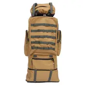 100L Oxford Waterproof Backpack Mountaineering Bag Camouflage Outdoor Travel Bag KHAKI COLOR