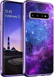 [GUAGUA] for Galaxy S10 Case Samsung S10 Case Glow in The Dark Noctilucent Luminous Cover Space Nebula Slim Thin Shockproof Protective Phone Cases for Samsung Galaxy S10 Purple/Blue