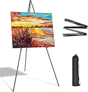 Easel Stand, 160cm Instant Easel for Wedding Sign, Posters, Paintings, Canvas and Poster Board, Instant Floor Poster, Lightweight, Collapsible and Portable with Tripod Base, Black with Carry Bag