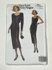 Dress & Jacket Size 8 10 12 Vintage VOGUE Sewing Pattern V8551 Shoulder Pads
