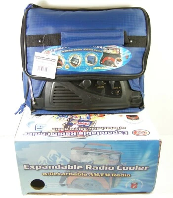 AM FM Radio Cooler Ice Chest 16 Can Expandable Picnic Tote Box NEW NOS