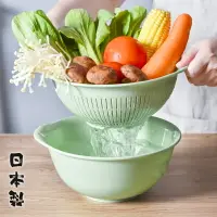在飛比找樂天市場購物網優惠-日本進口雙層瀝水籃 廚房淘米洗菜盆菜籃子家用塑料洗水果水果籃