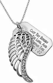 Necklace 3006W Psalm 55:22 CZ Wing 2 Necklace 18" chain