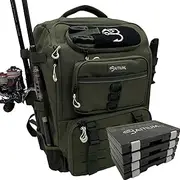 Baitium Fishing Backpack - 40L Tackle Bag With Cooler, Rod Holders, Perfect for Fishing Gear, Green, Baitium Fishing Tackle Backpack With Rod Holders and Tackle Boxes Included