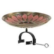 ACHLA Red African Daisy Birdbath Over Rail Bracket, Antique/Patina - BB-09R-OR2