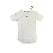 Adidas Men's Tech Fit Training Tee Compression Short Shirt White Sz XL