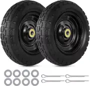 10 Inch Flat Free Wheels Tires, 4.10/3.50-4 Tires and Wheels Solid with Universa