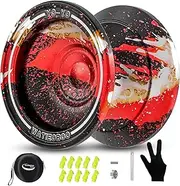 [WATIEOBOO] Yoyo M18 Responsive Yoyo for Kids 8-12,Professional Unresponsive Yoyo for Adults Pro Metal Trick Yoyo with Yo Yo Bearing Kit 10 Strings, Case & Gloves-Black Red Silver