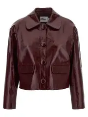 [Self Portrait] Self Portrait-Craqué Leather Jacket Down Jacket, Parka, Casual Jackets Bordeaux-Donna 12UK