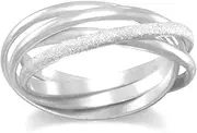 [JewelryWeb] and Matt Sparkle Multiband Ring-Polished And Stardust 925 Sterling Silver Trinity-Ring Size 7 Band Style-Ring for Women