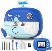 Kids Digital Camera Dual Lens,Kids Camera Instant Print 2.0" IPS Screen,1080P Video Camcorder with Print Paper DIY | Color Pens | 32G T Card | Boys & Girls Birthday, Festival Gifts (DarkBlue)