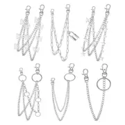6 Pieces Pendant Pant Chain Women Multi Layer Street Metal Trousers for Key Chai