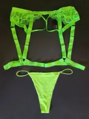NWT Bras N Things Sanaz Suspender Leg Harness Belt Lime Green Size US XS / AU XS