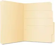Divide it Up Paper File Folder File Holder, Multi Section, 1/2 Cut Tab, Letter, Manila, 24 Pack