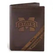 ZeppelinProducts MSSU-IWD2-BRW Mississippi State Trifold Debossed Leather Wallet