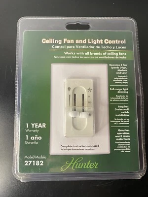 HUNTER Model 27182 Ceiling Fan & Light Control 3 Fan Speeds 120 Volts NEW