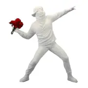 Resin Decor Banksy Flower Thrower Statue Sculpture Home Ornament White