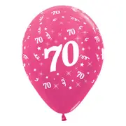 70th Birthday Metallic Fuchsia Latex Balloons 6 Pack