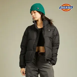 【Dickies】女款黑色輕量短版立領防風保暖外套｜DK012459BLK