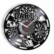 Darts Game Pub Vinyl Retro Record Wall Clock Man Cave Game Room Decoration Retro Timepiece Dart Board Bar Night Club Disk Crafts Without LED