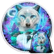 Animals Art Wolf Spirit Round Beach Towel