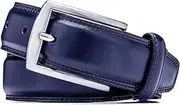 [KM Legend] Genuine Leather Belt - for Work Casual, Blue, 58 US, Blue, 58 (waist 57-58)