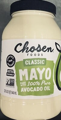 CHOSEN FOODS Classic 100% PURE AVOCADO OIL MAYO MAYONNAISE 32 oz Bottle