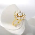 Flower Ring For Women Zircon Stainless Steel Ring Vintage Lotus White Crystal Ri