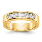0.75ct. CZ Solid Real 14K Yellow Gold 5-3.4mm Stone Channel Wedding Band Ring