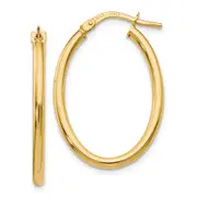 10K Yellow Gold Polished Oval Hinged Hoop Earrings