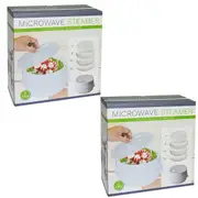 2PK Microwave Kitchen 2 Tier Steamer Food/Vegetables Container Cookware w/Lid