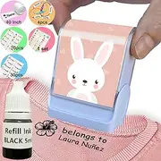 Ogelz Name Stamp for Kids Clothes Clothing Personalized The Name Stamp Custom Daycare Stickers Tag Label Preschool Nursing Home Washable Dryer Safe Animal Theme Rabbit (Stamp Kit with Ink)